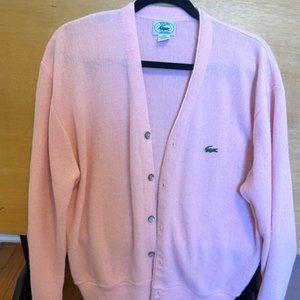 VINTAGE LaCoste Izod Cardigan Medium in Light Pink